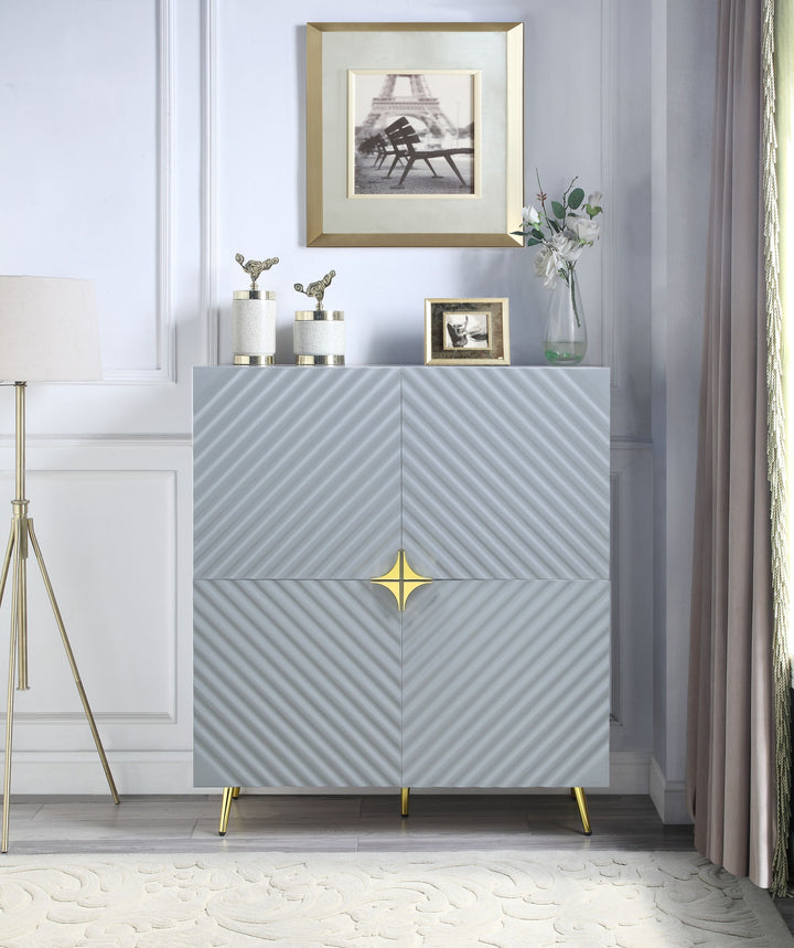 Gaines - High Gloss Accent Cabinet - Gray
