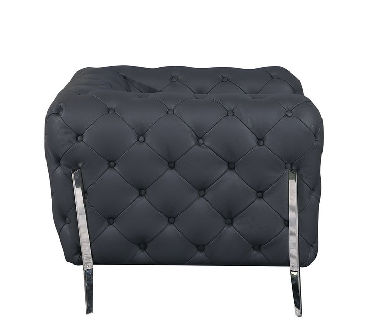 DivanItalia 970 Chair in Top-Grain Italian Leather - Dark Gray