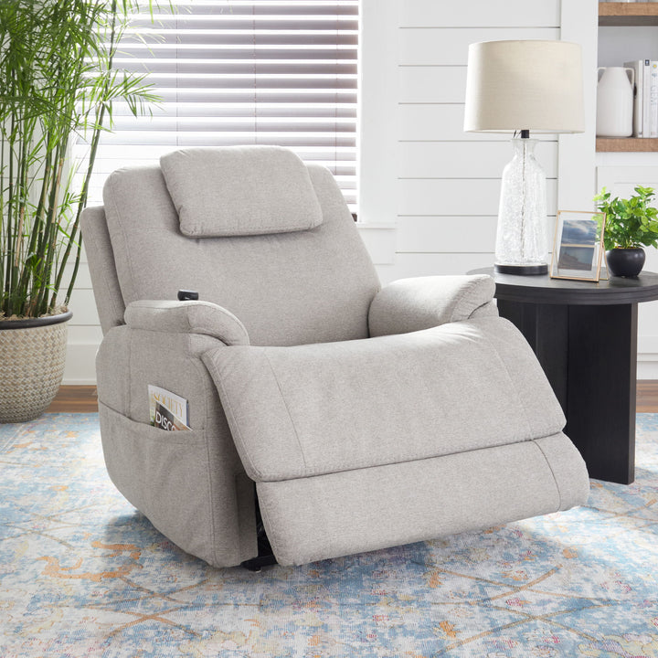 Zecliner Model 2 Petite Fabric Power Sleep Recliner with Power Headrest &amp; Lumbar in Dove