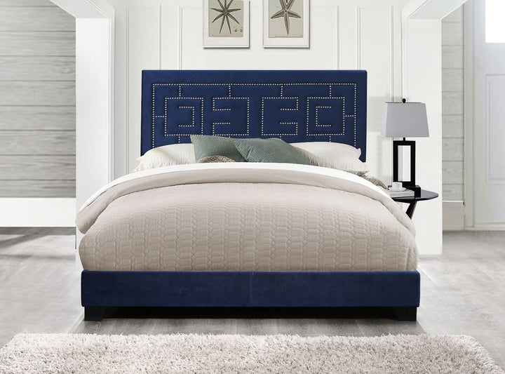 ACME Furniture Ishiko III Eastern King Bed Dark Blue Velvet