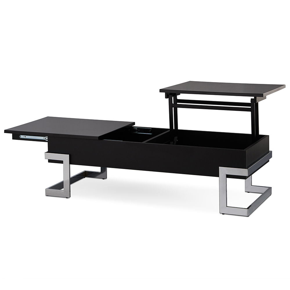 Calnan - Coffee Table With Lift Top - Black High Gloss & Chrome