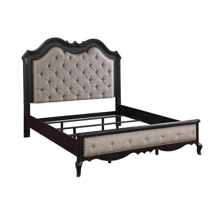 Chelmsford - California King Bed - Beige Fabric & Antique Black