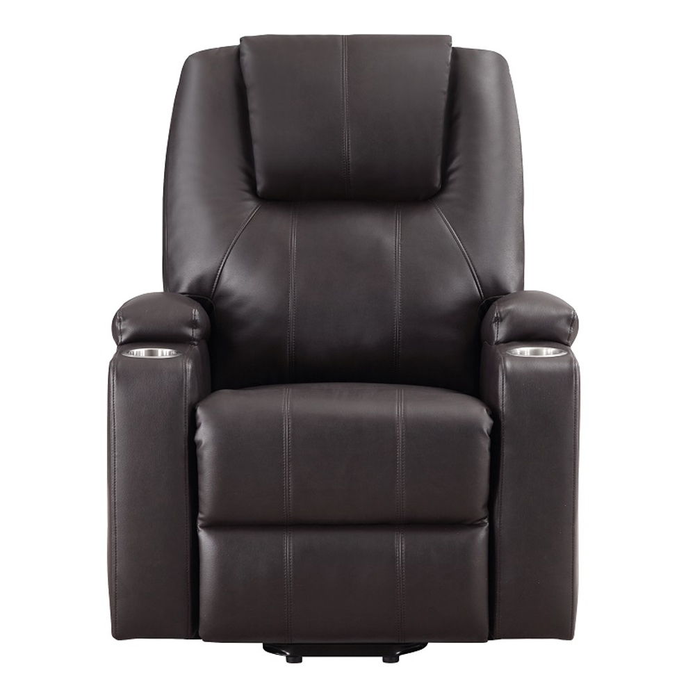 Evander - Recliner With Power Lift & Massage - Brown Leather Aire