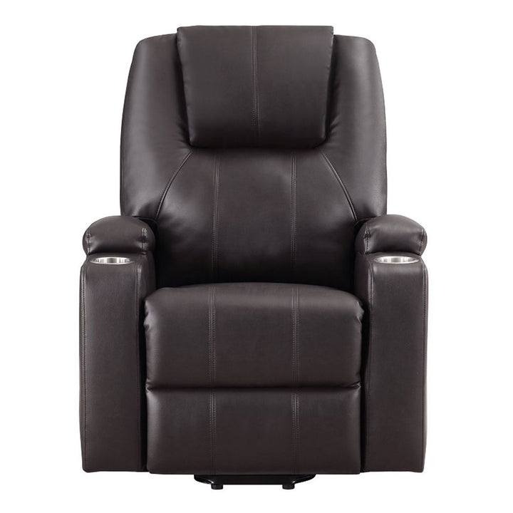Evander - Recliner With Power Lift & Massage - Brown Leather Aire