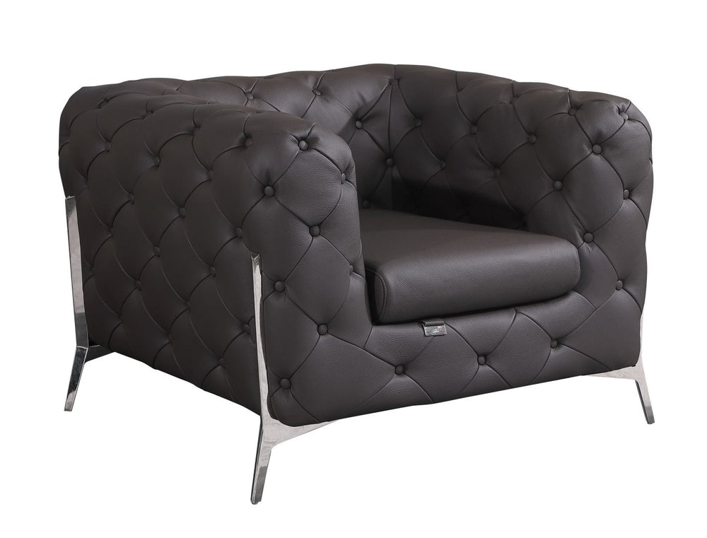 Global United Furniture DivanItalia 970 Italian Leather Brown Chair