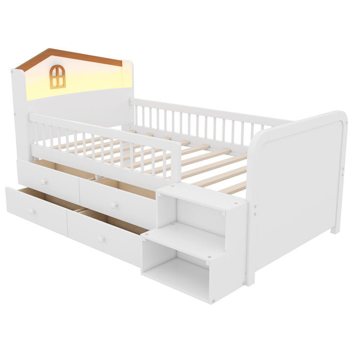 low-wooden-twin-loft-bed-with-led-lights-and-storage-drawers-white
