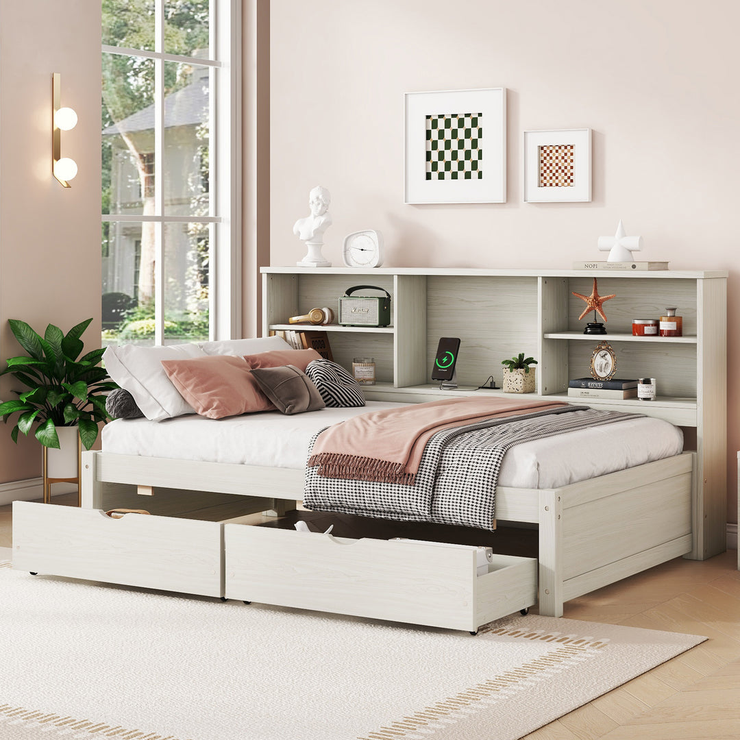 twin-size-bed-frame-with-side-bookshelves-two-drawers-and-built-in-usb-port-creamy-white-color