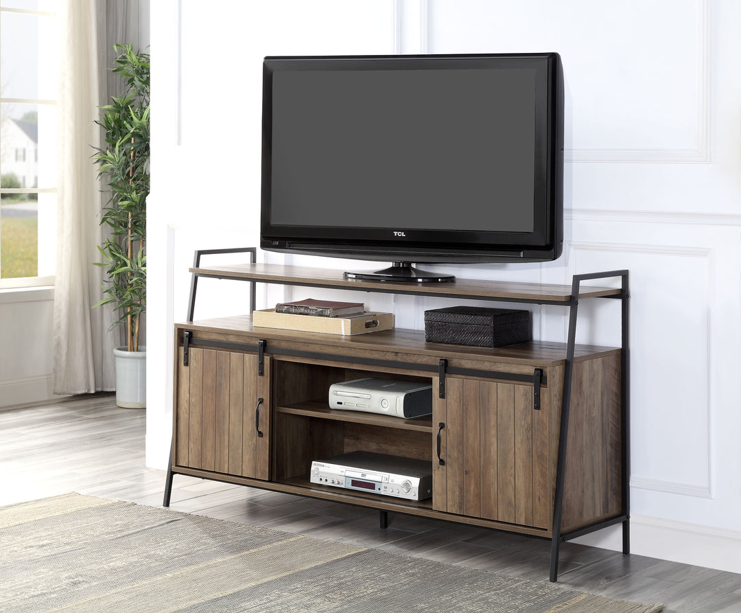 Rashawn - TV Stand - Rustic Oak & Black
