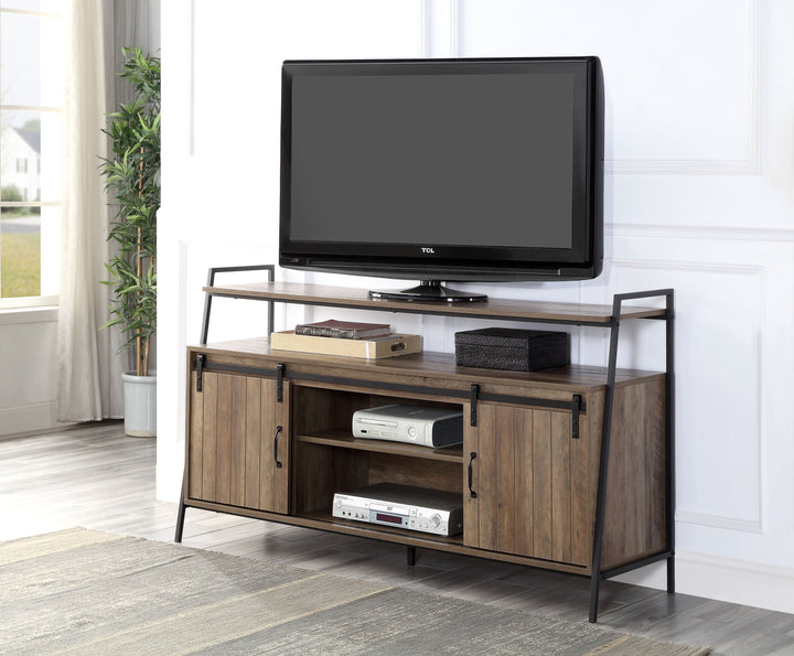 Rashawn - TV Stand - Rustic Oak & Black