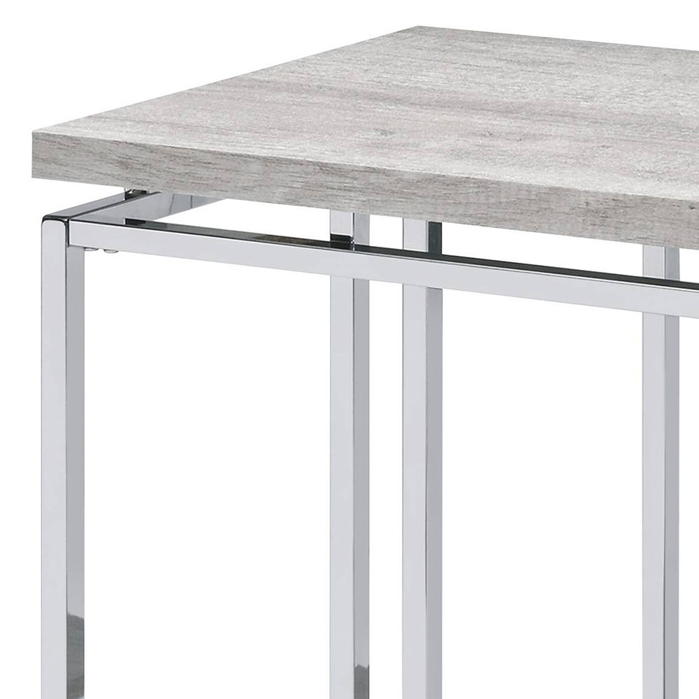 Chafik - Sofa Table - Natural Oak & Chrome