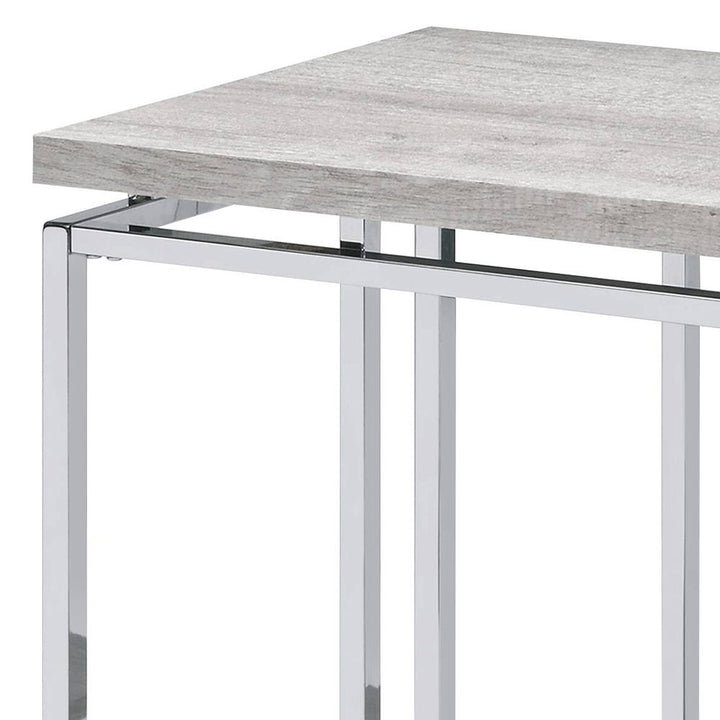 Chafik - Sofa Table - Natural Oak & Chrome