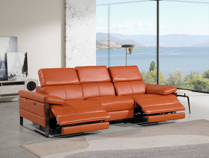 DivanItalia 1246 Modular Power Dual Reclining Sofa with Power Reclining Headrests – Top Grain Italian Leather - Camel