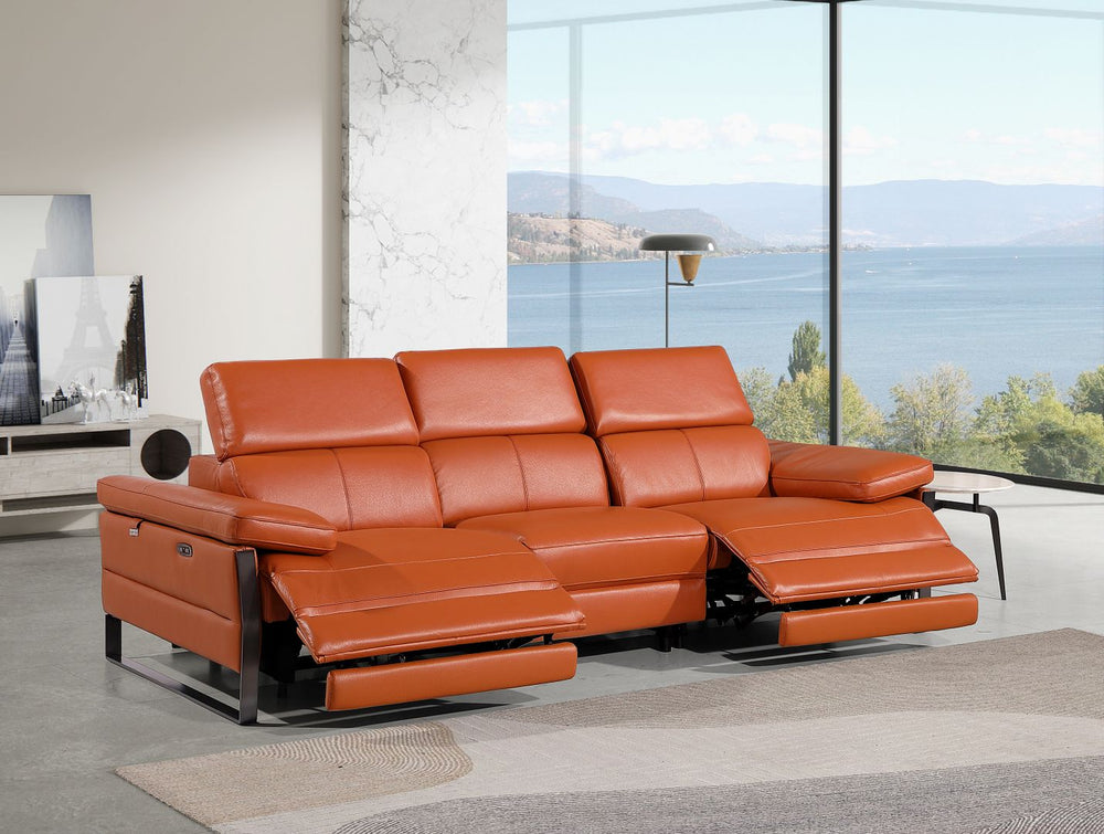 DivanItalia 1246 Modular Power Dual Reclining Sofa with Power Reclining Headrests – Top Grain Italian Leather - Camel