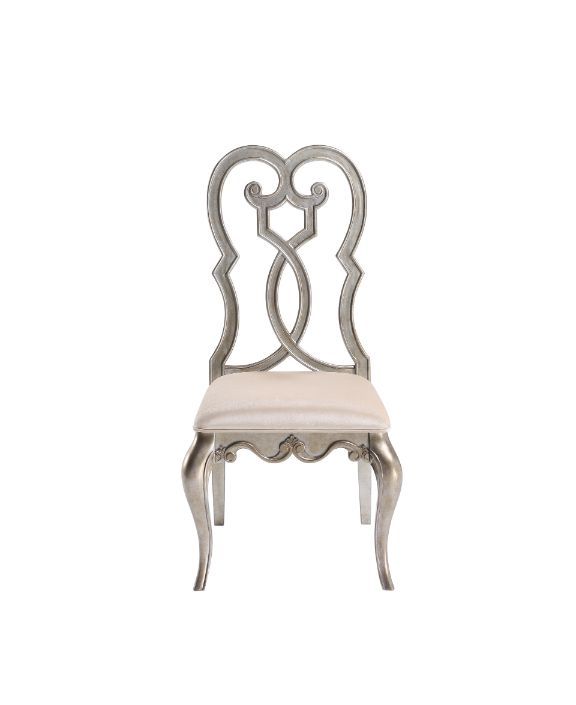 Esteban - Side Chair Set of 2) - Ivory Velvet & Antique Champagne