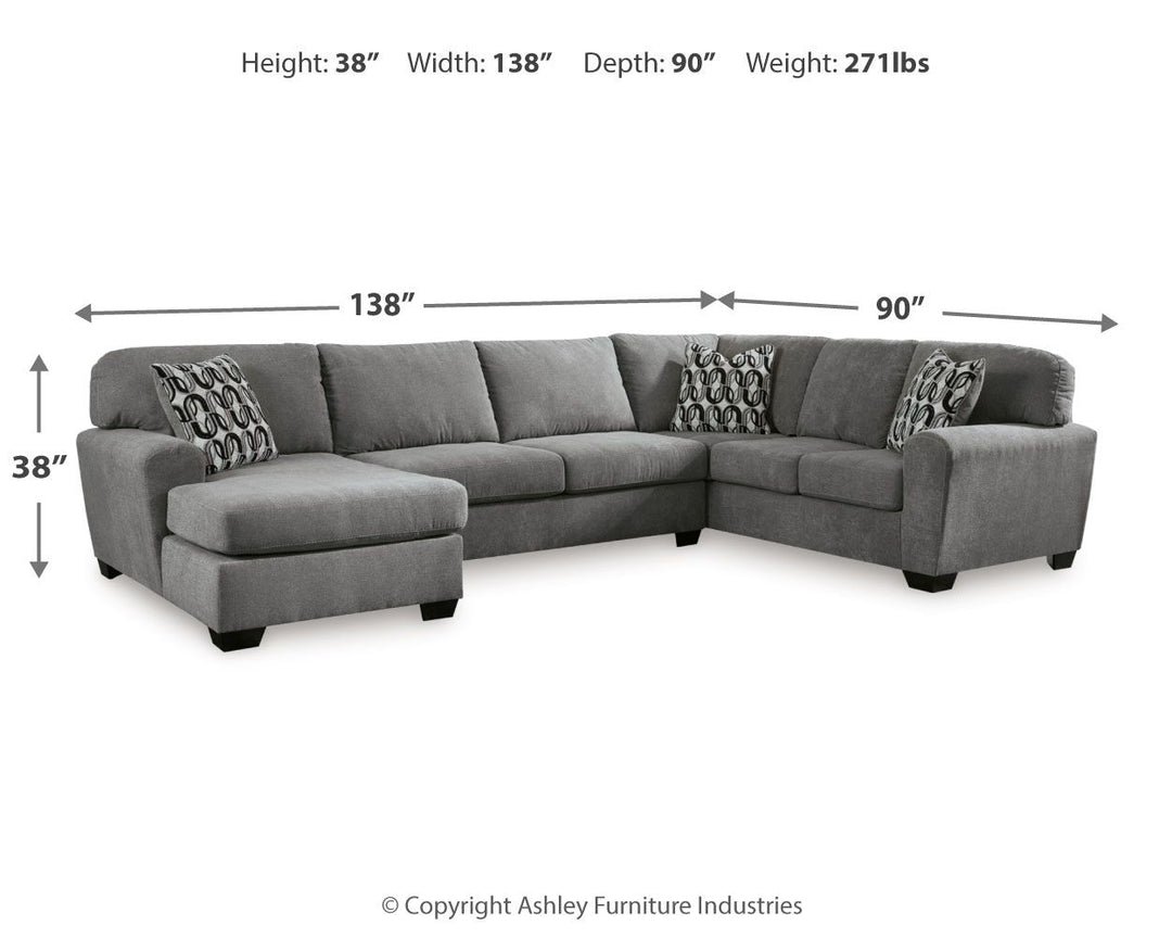 Birkdale Court - 3-Piece Sectional With Laf Corner Chaise - Gray by Ashley Furniture product image