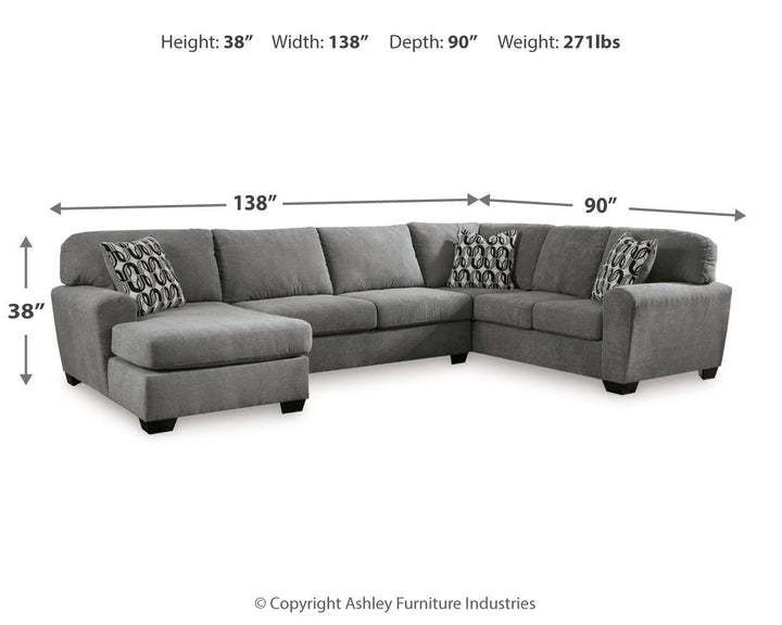 Birkdale Court - 3-Piece Sectional With Laf Corner Chaise - Gray by Ashley Furniture product image