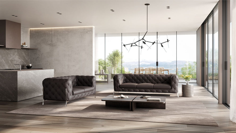 DivanItalia 970 2-Piece Sofa Set in Top-Grain Italian Leather - Brown