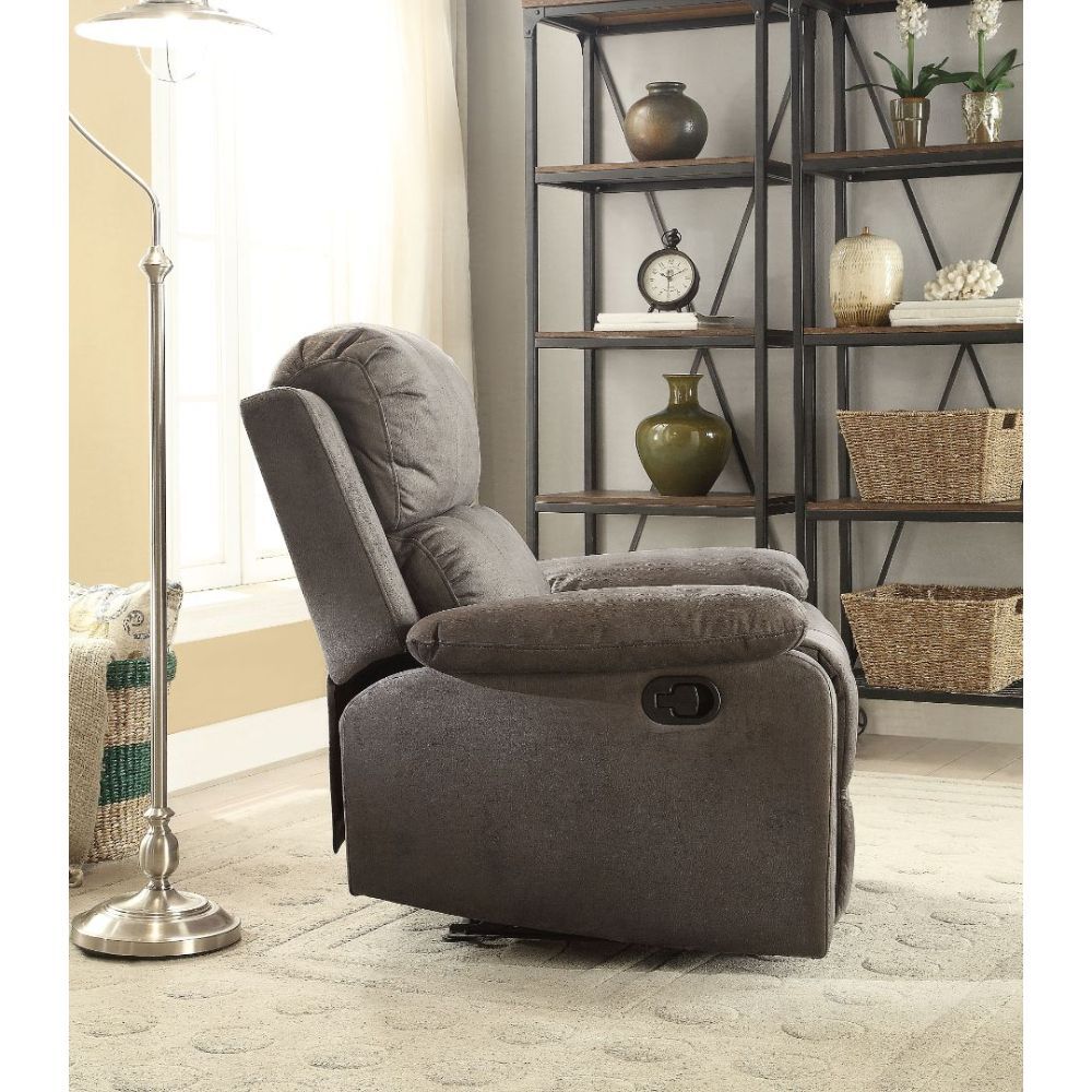 Bina - Motion Recliner - Charcoal Polished Microfiber