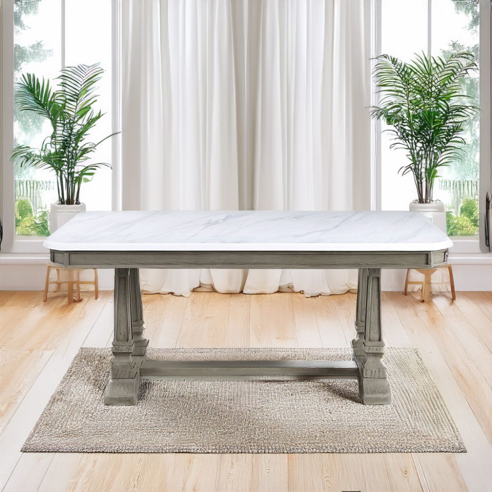 Zumala - Dining Table - Marble Top & Weathered Oak