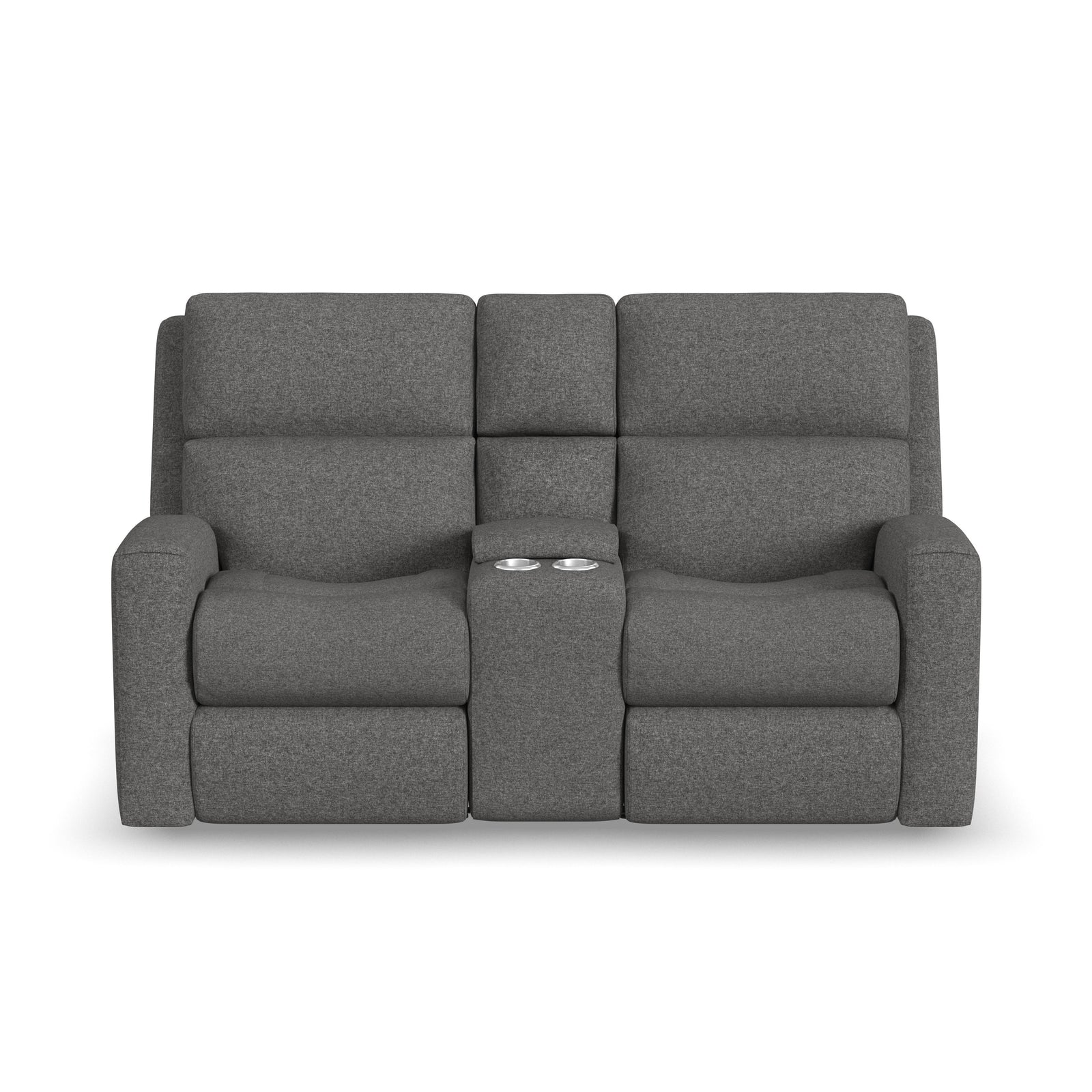 Score Power Reclining Loveseat With Console & Power Headrests & Lumbar Dark Gray