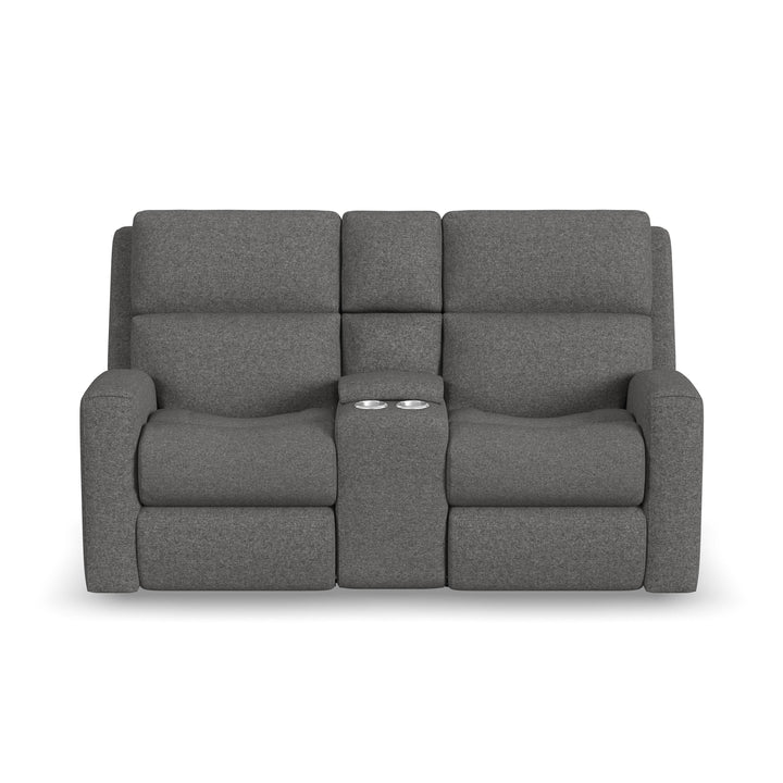 Score Power Reclining Loveseat With Console &amp; Power Headrests &amp; Lumbar Dark Gray