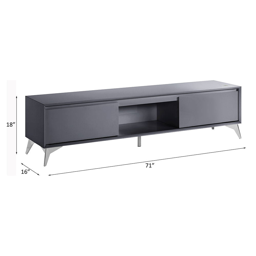 Raceloma - TV Stand - Gray & Chrome
