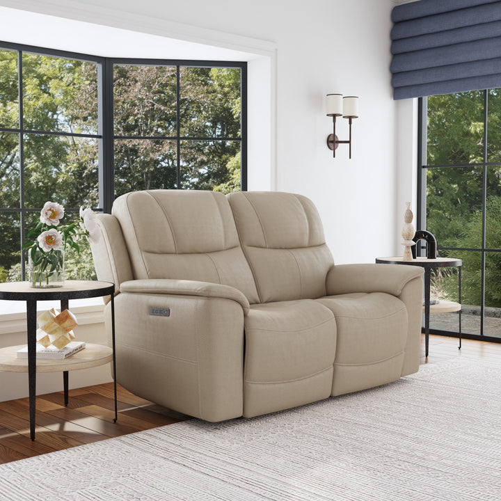 Crew Power Reclining Loveseat With Power Headrests &amp; Lumbar Pebble