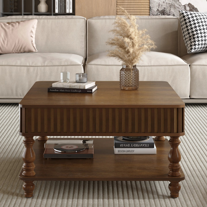 31.5" Square Lift-Top Coffee Table with Storage