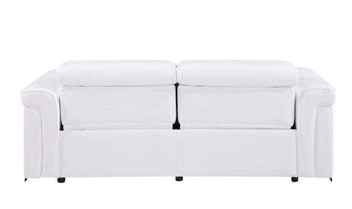 DivanItalia 1126 Power Reclining Sofa in Top Grain Italian Leather with 2 Power Recliners &amp; Power Headrests - White