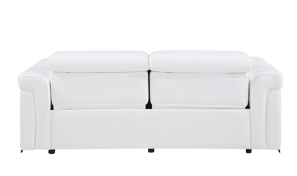 DivanItalia 1126 Power Reclining Sofa in Top Grain Italian Leather with 2 Power Recliners & Power Headrests - White