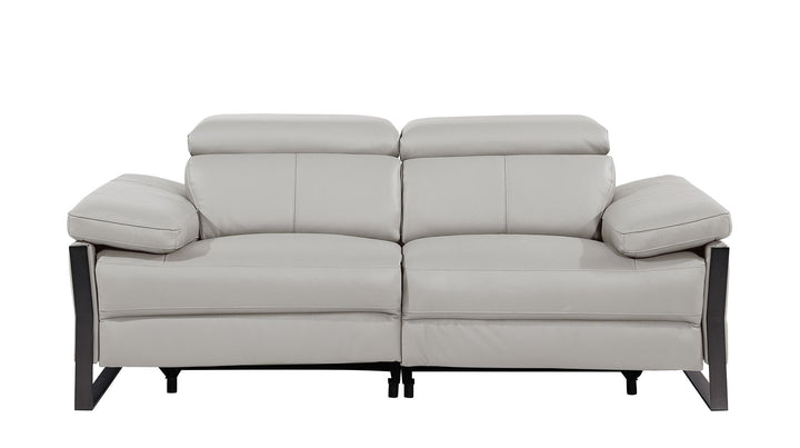 DivanItalia 1246 Top Grain Italian Leather Loveseat with Power Headrest - Light Gray