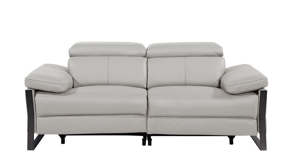 DivanItalia 1246 Top Grain Italian Leather Loveseat with Power Headrest - Light Gray