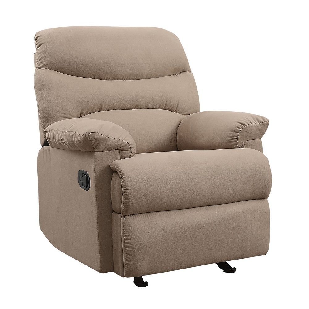 Arcadia - Motion Glider Recliner - Light Brown Microfiber