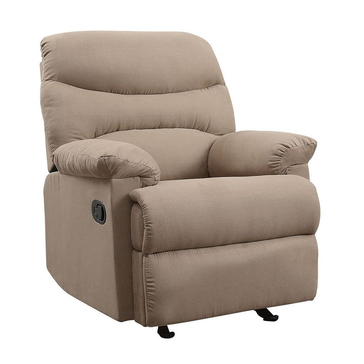 Arcadia - Motion Glider Recliner - Light Brown Microfiber