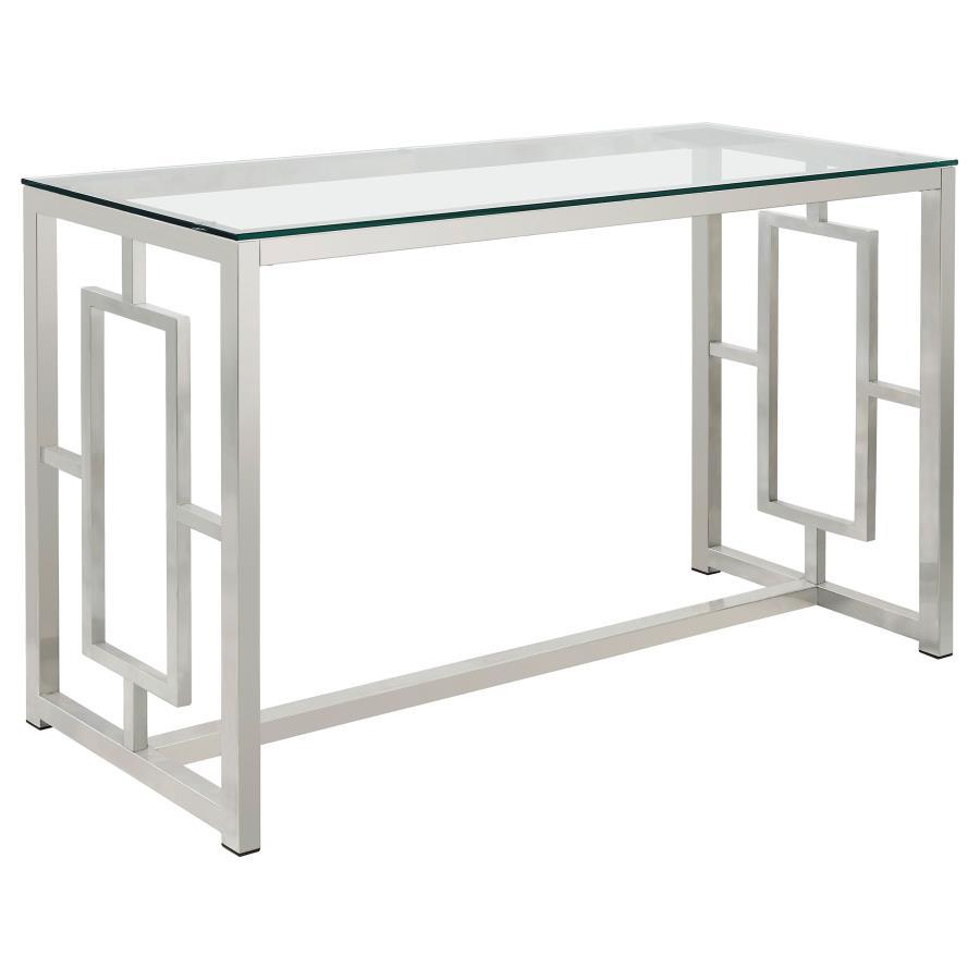 Coaster Furniture Merced - Glass Top Metal Entryway Sofa Console Table - Nickel