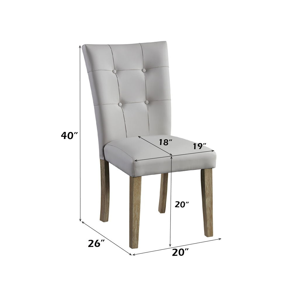 Charnell - Side Chair Set of 2) - Gray Synthetic Leather & Oak