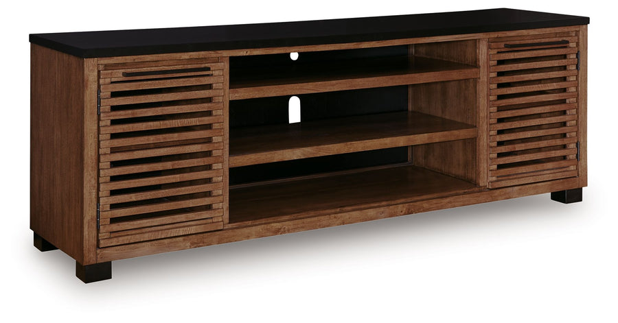 Kallari - XL TV Stand With Fireplace Option - Warm Brown / Black by Ashley Furniture product image