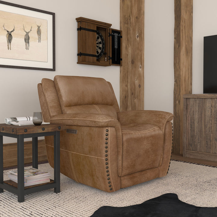 Beau Fabric Power Recliner with Power Headrest in Silt