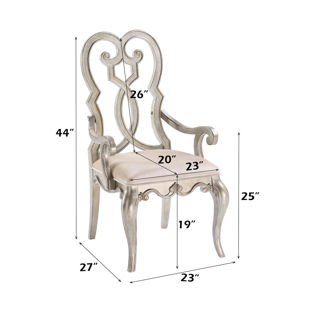 Esteban - Arm Chair Set of 2) - Ivory Velvet & Antique Champagne