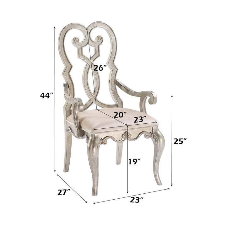 Esteban - Arm Chair Set of 2) - Ivory Velvet & Antique Champagne