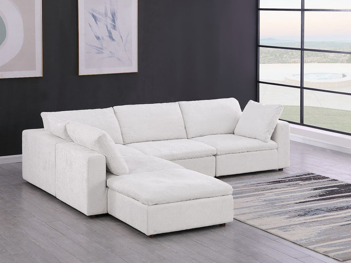 DivanItalia 1100 5-Piece Left Arm Facing 3-Seat Sectional – Top-Grain Italian Leather - Pearl