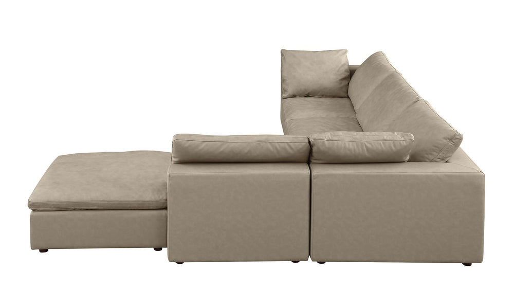 DivanItalia 1100 5-Piece Right Arm Facing 3-Seat Sectional – Top-Grain Italian Leather - Beige