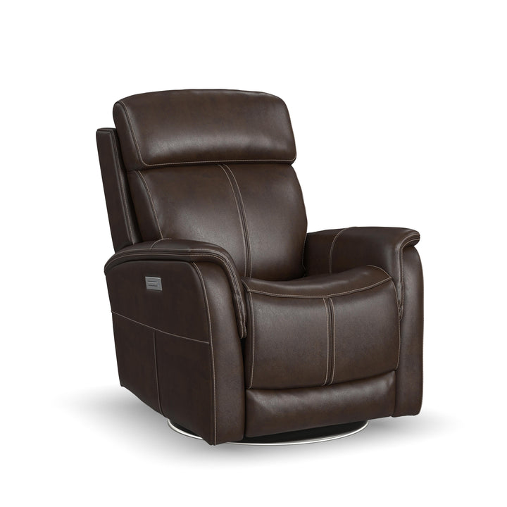 View Power Swivel Recliner With Power Headrest Dark Brown