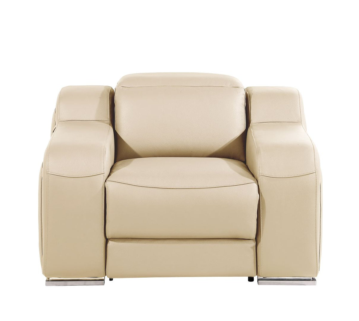 DivanItalia 1116 Top Grain Italian Leather Power Reclining Chair with Power Headrests - Beige