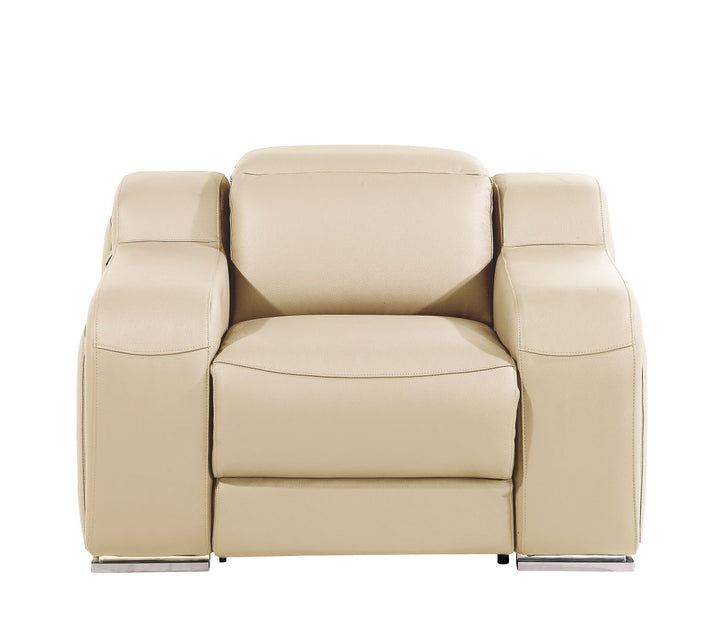 DivanItalia 1116 Top Grain Italian Leather Power Reclining Chair with Power Headrests - Beige