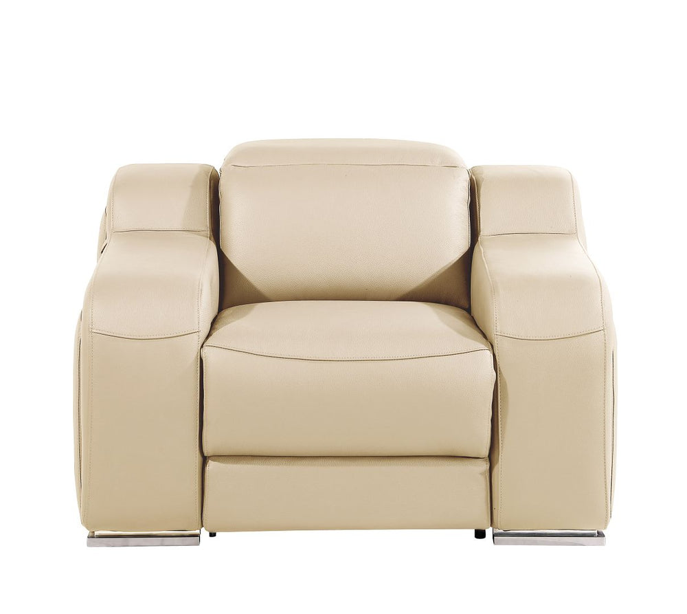 DivanItalia 1116 Top Grain Italian Leather Power Reclining Chair with Power Headrests - Beige