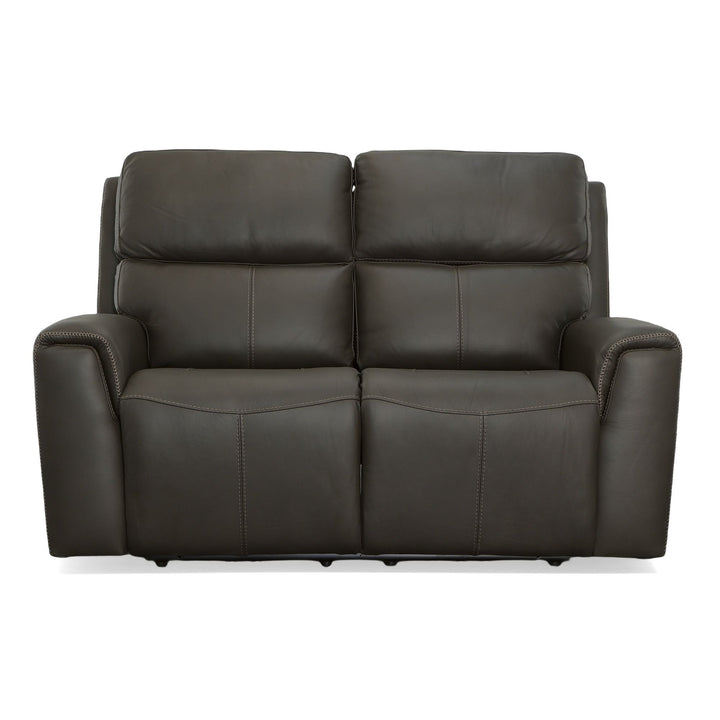 Jarvis Leather Power Reclining Loveseat with Power Headrests in Mica