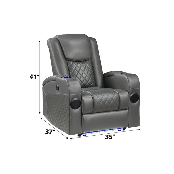 Alair - Power Motion Recliner With Bluetooth, Wireless Charger & Cupholder - Dark Gray Leather Aire