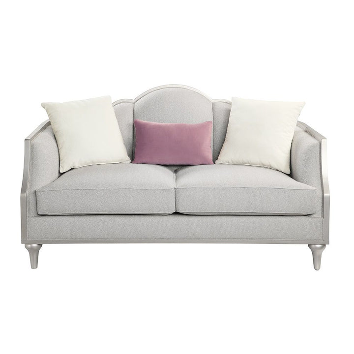 ACME Furniture Kasa Loveseat With 3 Pillows Beige Linen & Champagne