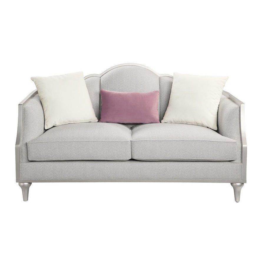 ACME Furniture Kasa Loveseat With 3 Pillows Beige Linen & Champagne